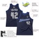 Custom Navy Silver Gray-Blue Authentic Throwback Basketball Jersey