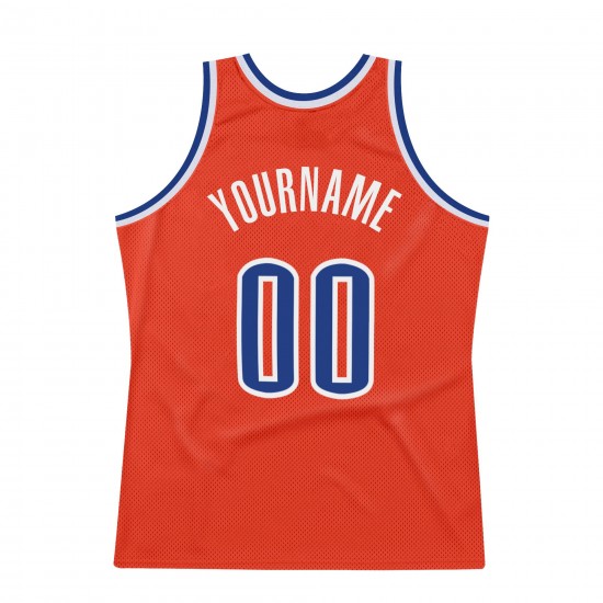 Custom Orange Royal-White Authentic Throwback Basketball Jersey