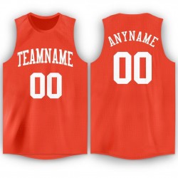 Custom Orange White Round Neck Basketball Jersey