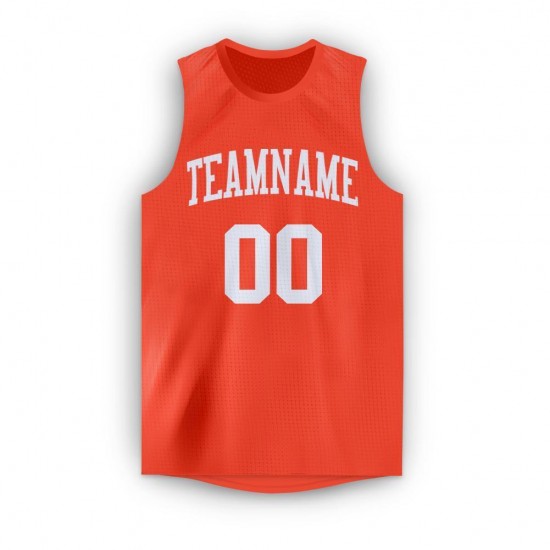 Custom Orange White Round Neck Basketball Jersey