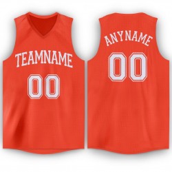 Custom Orange White V-Neck Basketball Jersey