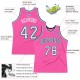 Custom Pink White-Light Blue Authentic Throwback Basketball Jersey