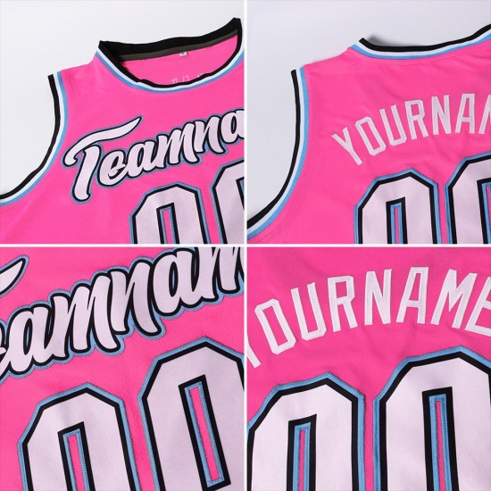 Custom Pink White-Purple Authentic Throwback Basketball Jersey