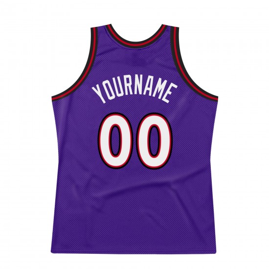 Custom Purple White-Red Authentic Throwback Basketball Jersey