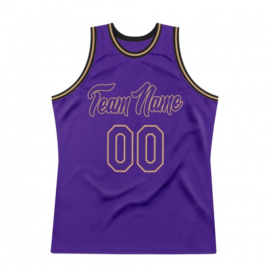 Custom Purple Purple-Old Gold Authentic Throwback Basketball Jersey