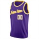 Custom Purple White-Gold Round Neck Rib-Knit Basketball Jersey