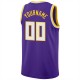 Custom Purple White-Gold Round Neck Rib-Knit Basketball Jersey