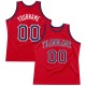 Custom Red Navy-White Authentic Throwback Basketball Jersey