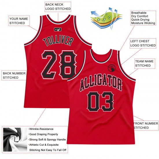 Custom Red Navy-White Authentic Throwback Basketball Jersey