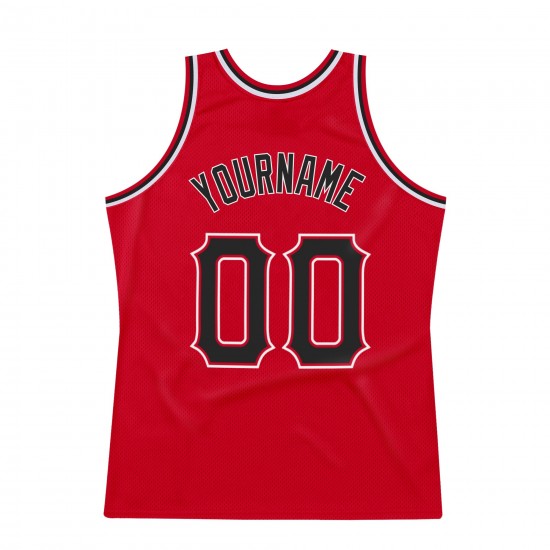 Custom Red Navy-White Authentic Throwback Basketball Jersey