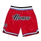 Custom Red Black-Light Blue Authentic Throwback Basketball Shorts