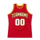 Custom Red White-Gold Authentic Throwback Basketball Jersey