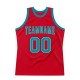 Custom Red Teal-Black Authentic Throwback Basketball Jersey