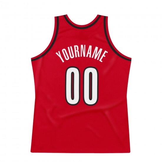 Custom Red White-Black Authentic Throwback Basketball Jersey