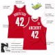 Custom Red White-Silver Gray Authentic Throwback Basketball Jersey