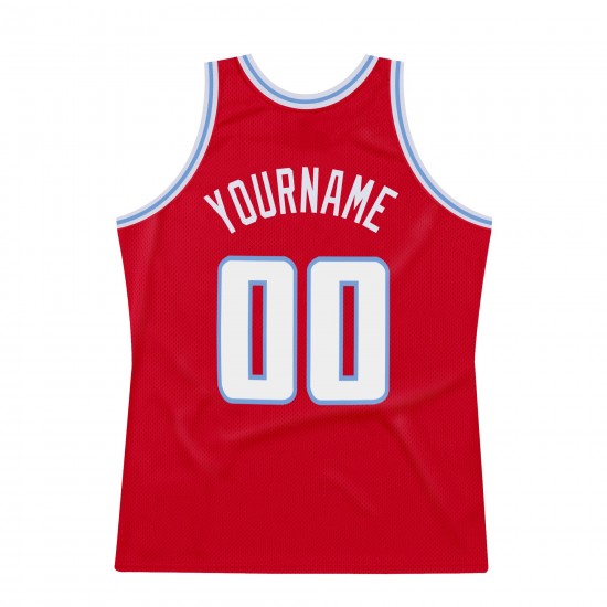 Custom Red White-Light Blue Authentic Throwback Basketball Jersey