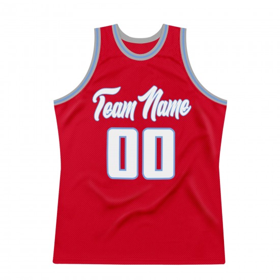 Custom Red White-Light Blue Authentic Throwback Basketball Jersey