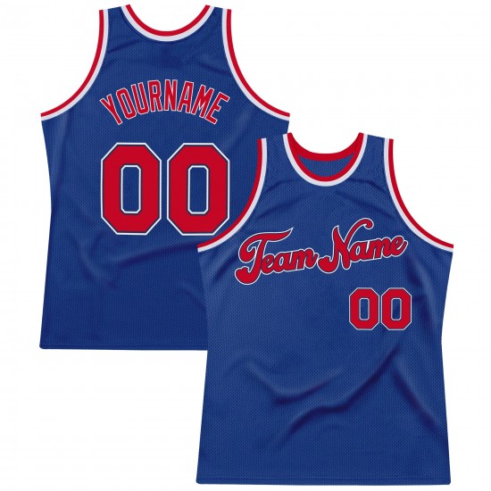 Custom Royal Red-White Authentic Throwback Basketball Jersey