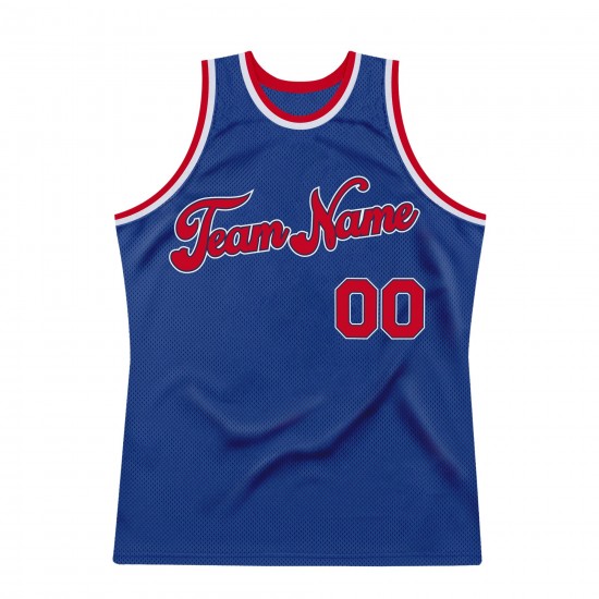 Custom Royal Red-White Authentic Throwback Basketball Jersey