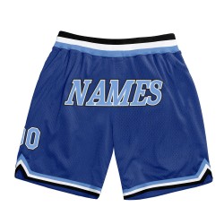 Custom Royal Light Blue-White Authentic Throwback Basketball Shorts