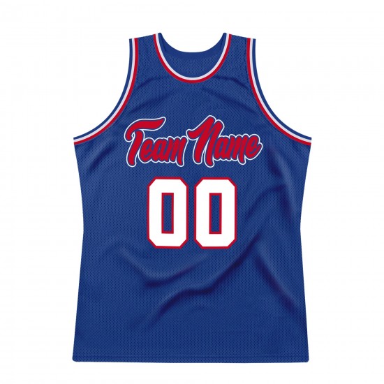 Custom Royal White-Red Authentic Throwback Basketball Jersey