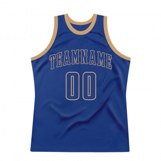 Custom Royal Royal-Old Gold Authentic Throwback Basketball Jersey