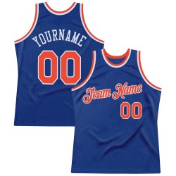 Custom Royal Orange-White Authentic Throwback Basketball Jersey