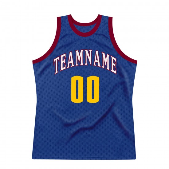 Custom Royal Gold-Maroon Authentic Throwback Basketball Jersey