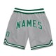 Custom Silver Gray Kelly Green-White Authentic Throwback Basketball Shorts