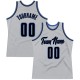 Custom Silver Gray Navy-Blue Authentic Throwback Basketball Jersey