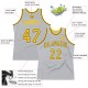 Custom Silver Gray Gold-Black Authentic Throwback Basketball Jersey