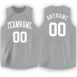 Custom Silver Gray White Round Neck Basketball Jersey