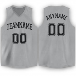 Custom Silver Gray Black V-Neck Basketball Jersey