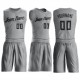 Custom Silver Gray Black Round Neck Suit Basketball Jersey