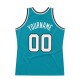 Custom Teal White-Black Authentic Throwback Basketball Jersey