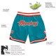 Custom Teal Orange-White Authentic Throwback Basketball Shorts