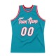 Custom Teal White-Red Authentic Throwback Basketball Jersey