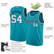 Custom Teal White-Black Round Neck Rib-Knit Basketball Jersey