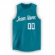 Custom Teal White Round Neck Basketball Jersey