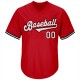 Custom Red White-Black Authentic Throwback Rib-Knit Baseball Jersey Shirt