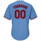 Custom Light Blue Red-Navy Authentic Throwback Rib-Knit Baseball Jersey Shirt