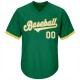 Custom Kelly Green White-Gold Authentic Throwback Rib-Knit Baseball Jersey Shirt