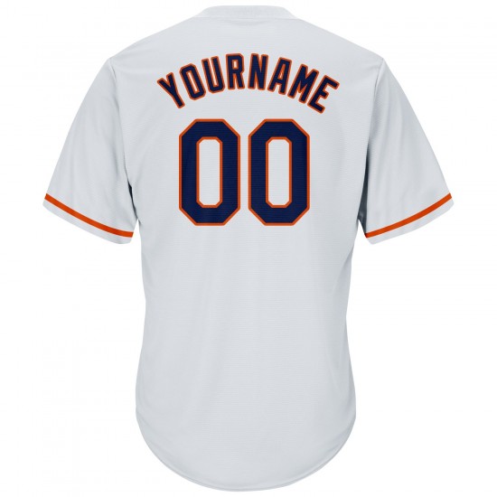 Custom White Navy-Orange Authentic Throwback Rib-Knit Baseball Jersey Shirt