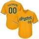 Custom Gold Green-White Authentic Throwback Rib-Knit Baseball Jersey Shirt