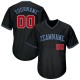 Custom Black Red-Light Blue Authentic Throwback Rib-Knit Baseball Jersey Shirt