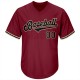 Custom Crimson Black-Khaki Authentic Throwback Rib-Knit Baseball Jersey Shirt