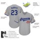 Custom Gray Royal-Red Authentic Throwback Rib-Knit Baseball Jersey Shirt