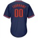 Custom Navy Orange-Blue Authentic Throwback Rib-Knit Baseball Jersey Shirt