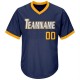 Custom Navy Gold-White Authentic Throwback Rib-Knit Baseball Jersey Shirt