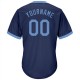 Custom Navy Light Blue Authentic Throwback Rib-Knit Baseball Jersey Shirt